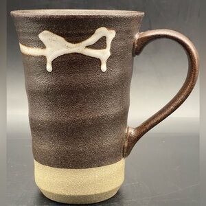 Artisan Studio Pottery Mug | Brown Drip Glaze Rustic Stoneware Coffee Cup